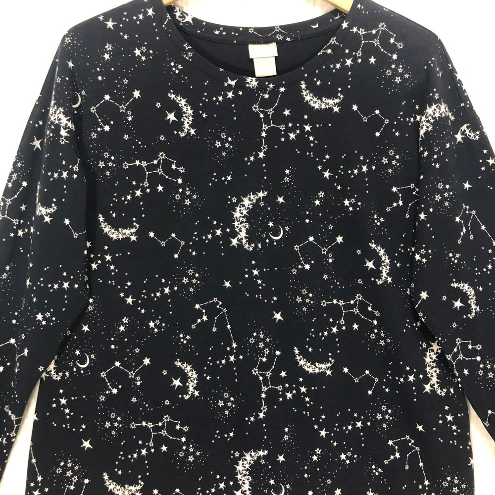 Chicos Zenergy Navy Celestial‎ Constellation Star Moon Sweatshirt Womens Size 2